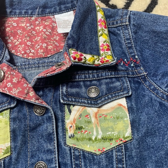 Unique Baby 18 Month Horse Theme Jean Jacket Button Front Colorful Trim - Picture 7 of 9